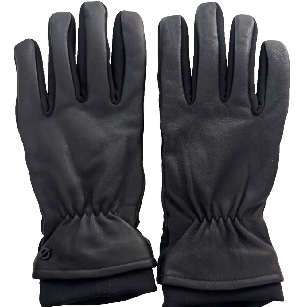 Driving Men's Winter Genuine Black Gloves Soft Luxury Lined Leather Zipper L/XL
